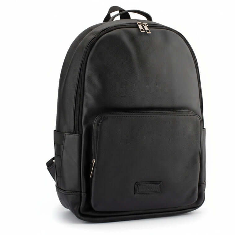 Black backpack on a white background
