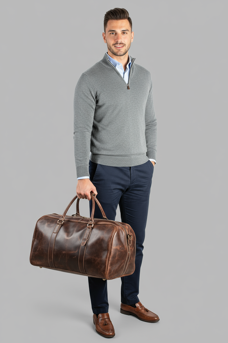 The Weekender – Leather Duffle Bag - Dellamano