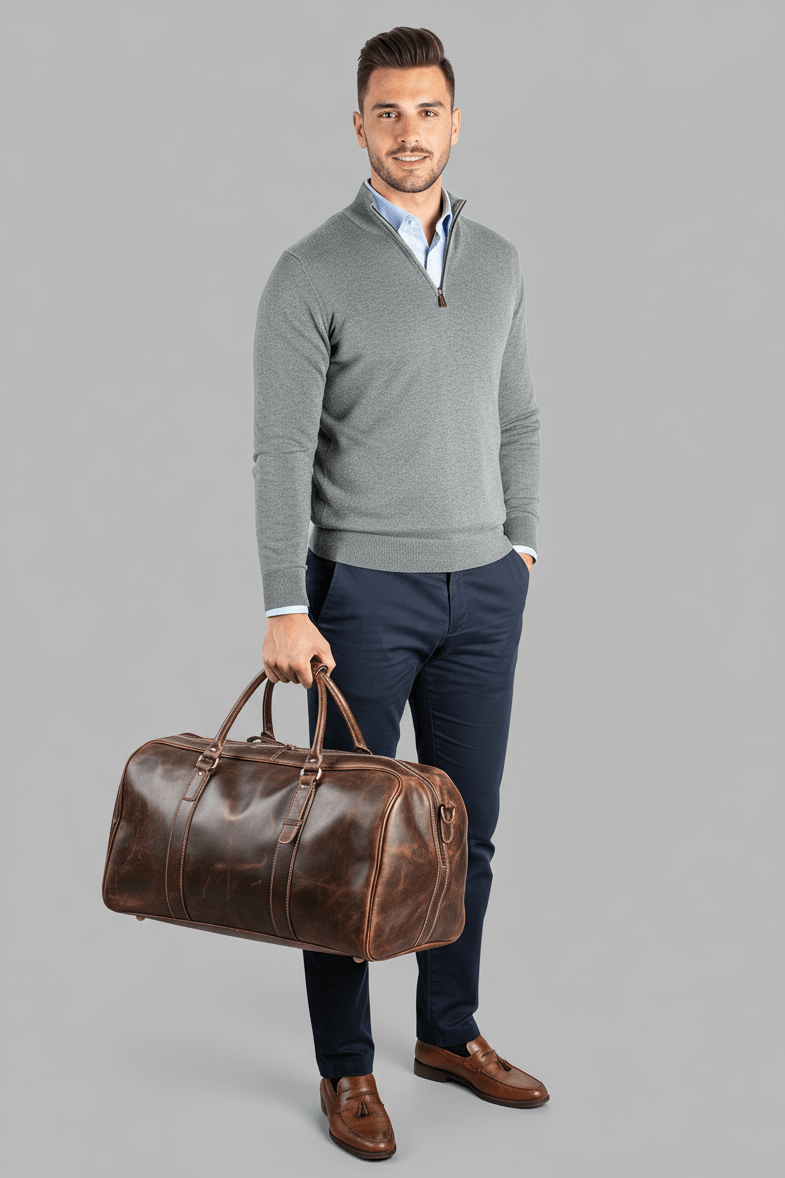 The Weekender – Leather Duffle Bag - Dellamano