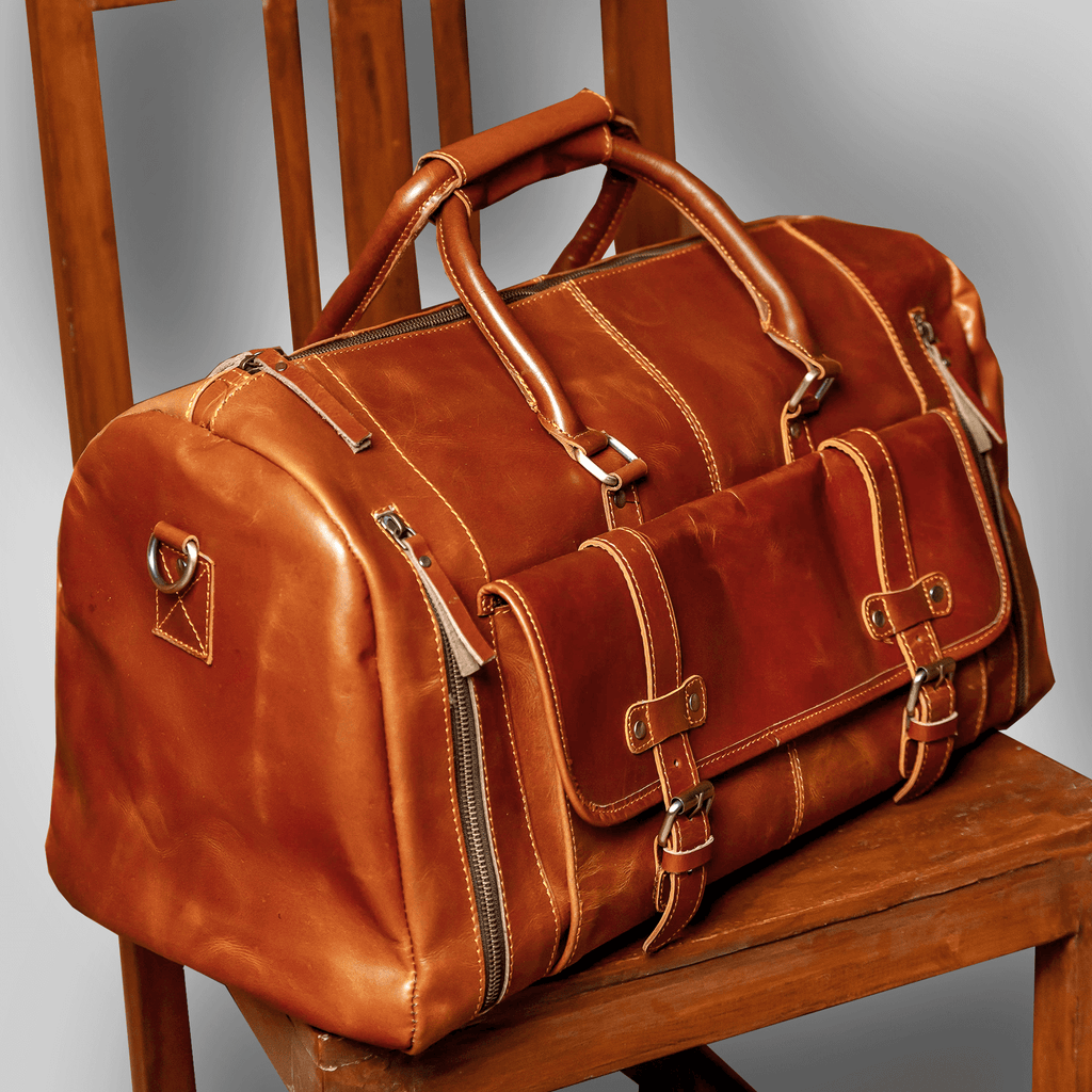 The Escape – Leather Duffle Bag with Shoe Compartment - Dellamano