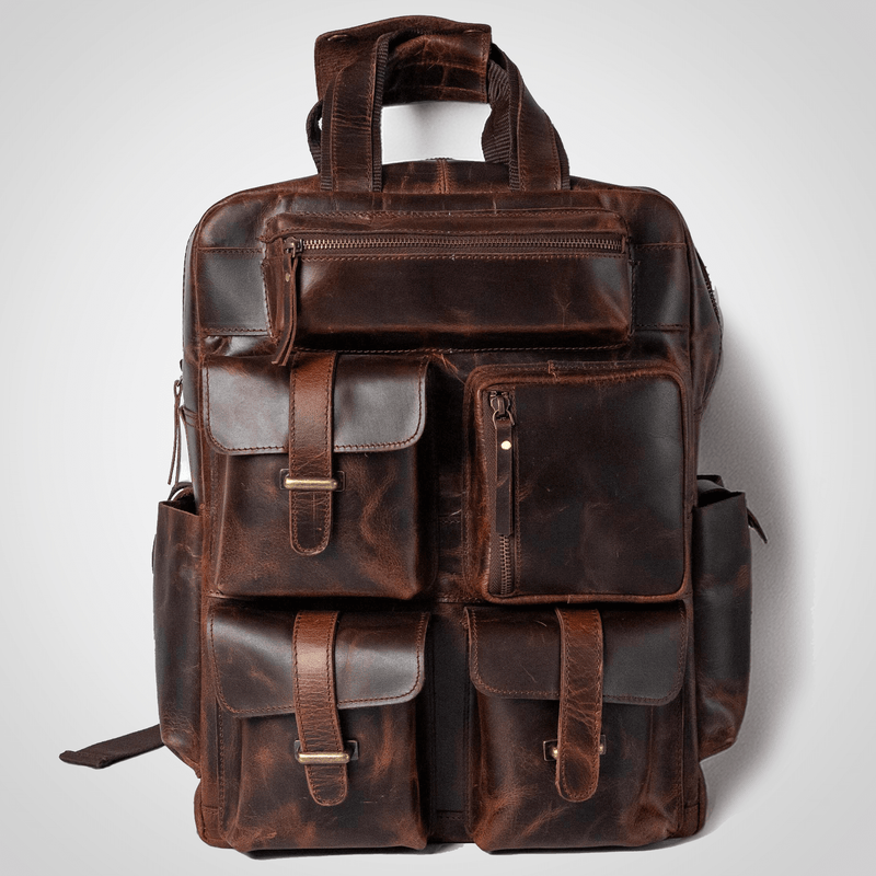 The Pathfinder — Handcrafted genuine leather Backpack with 7 pockets